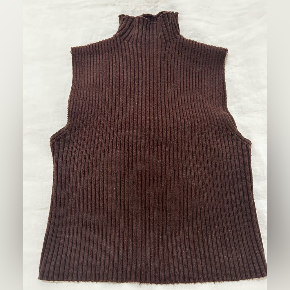 Zara Brown Ribbed Knit Top